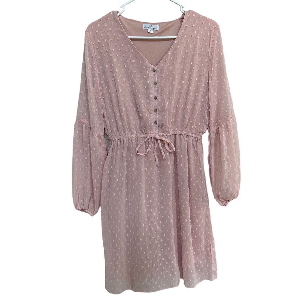 FINAL SALE ✨  Valentines Womens Medium Textured Pink Long sleeve dress